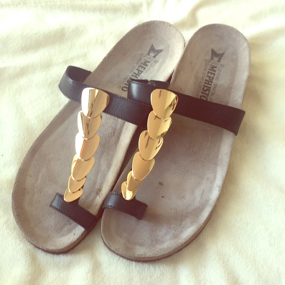 Black and rose gold Mephisto sandals 42